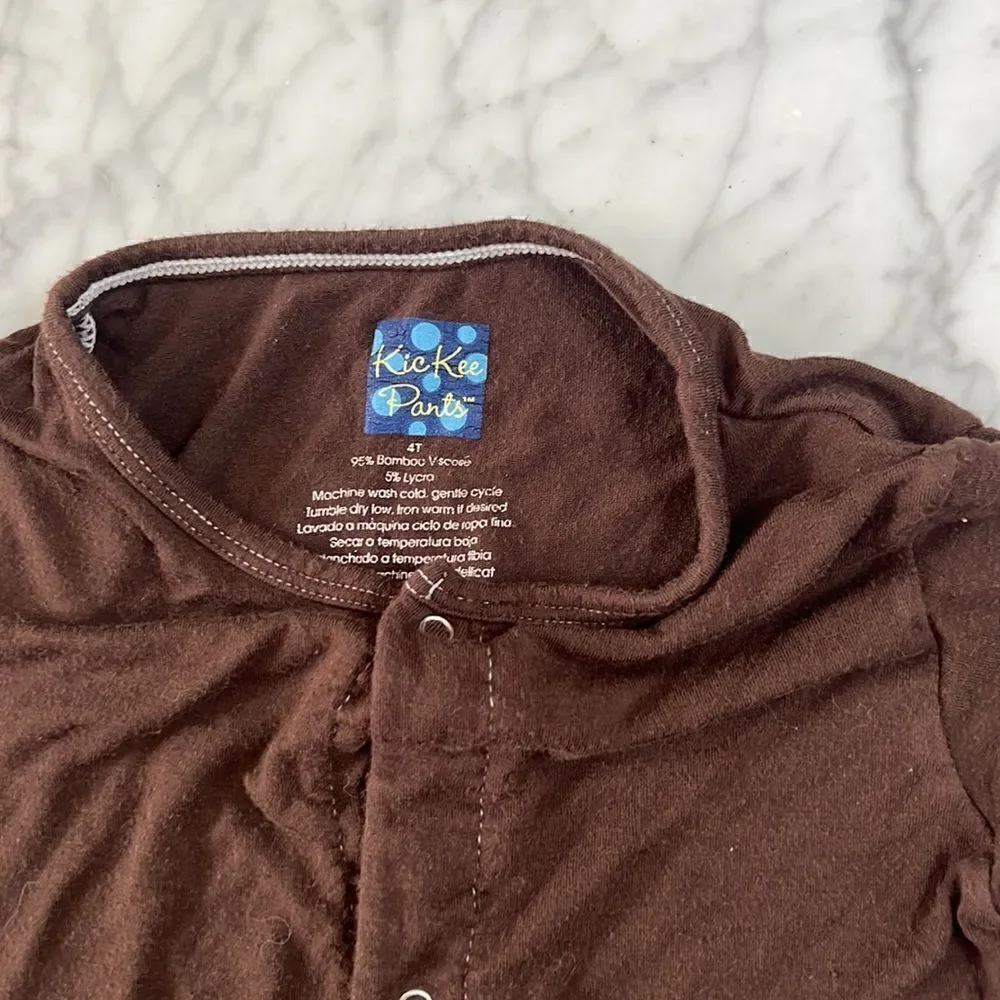 Kickee Pants Pajamas Snap Size 4T Brown